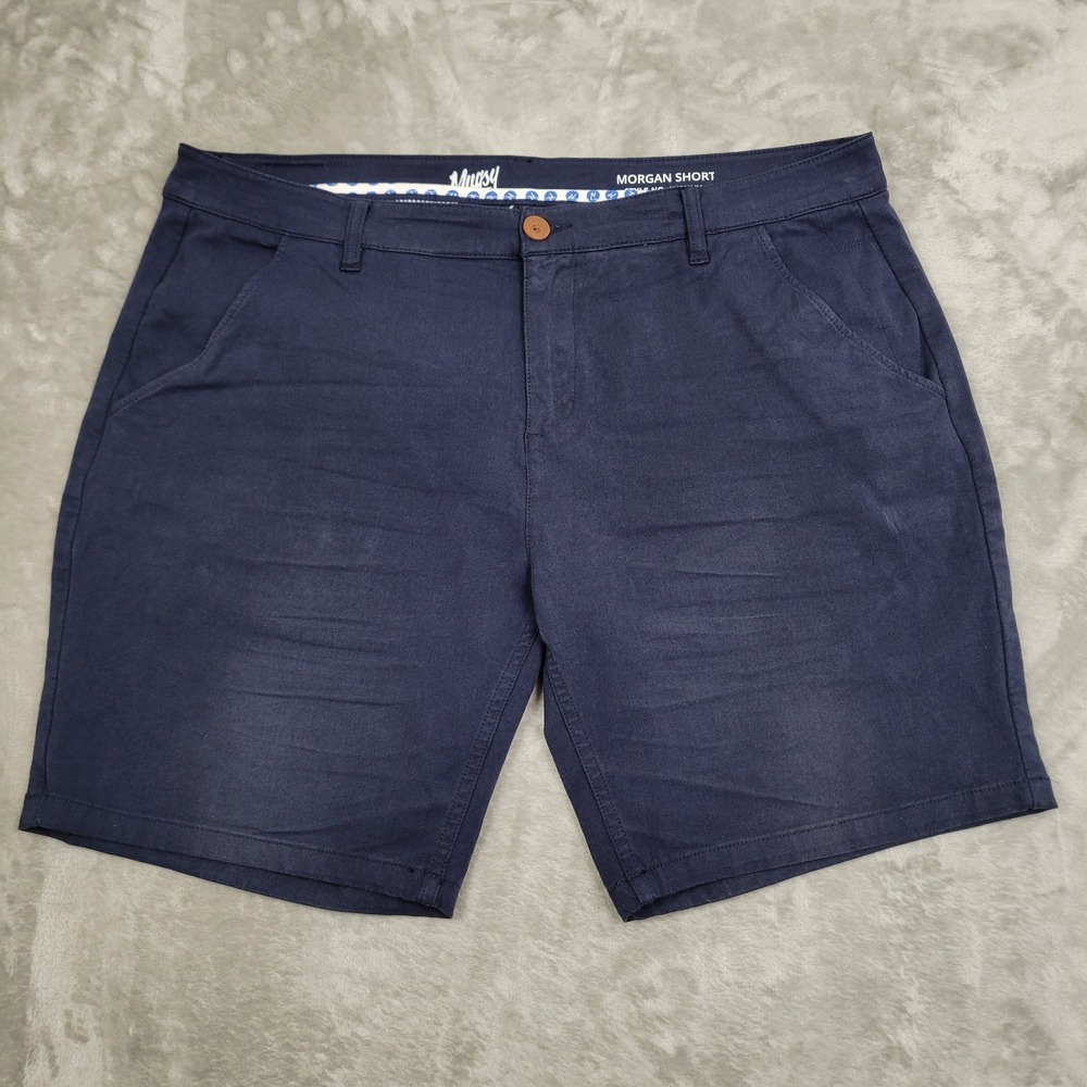 Mugsy Men's Navy Blue Morgans Stretch Chino Shorts Size 40 Golf Causal Wear